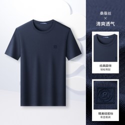 梦特娇 [桑蚕丝凉爽]梦特娇男士短袖T恤夏季纯色棉弹柔软休闲Polo衫透气J