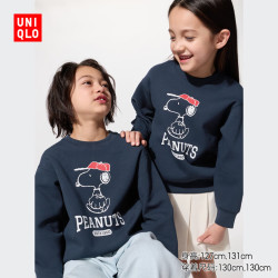 优衣库 童装男童女童PEANUTS高弹力快干运动卫衣/长袖运动衫487340 69 藏青色 160