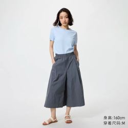 优衣库 休闲裙裤/偏短款优衣库女装男装/阔感裙裤七分裤486328
