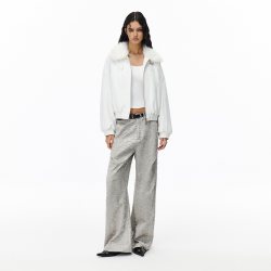 IMXS 大毛领棉服冬季新款白色短款百搭时尚加厚保暖修身显瘦外套女