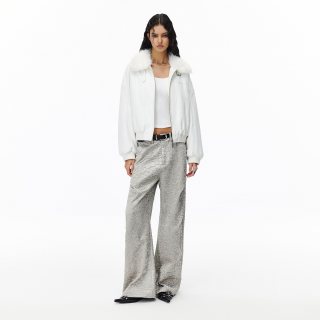 IMXS 大毛领棉服冬季新款白色短款百搭时尚加厚保暖修身显瘦外套女