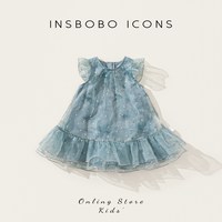 insbobo 女童连衣裙夏薄款周岁女宝礼服儿童公主裙宝宝网纱裙夏日