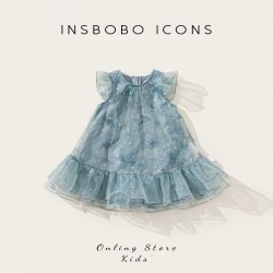 insbobo 女童连衣裙夏薄款周岁女宝礼服儿童公主裙宝宝网纱裙夏日