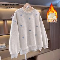百亿补贴：童森童马 女童加绒打底衫冬儿童撞色加厚长袖上衣中大童套头衫甜美