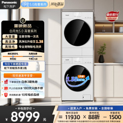 Panasonic 白月光5.0高奢洗烘套装12KG滚筒洗衣机全自动+12KG变频热泵烘干机 81P2+81PR2