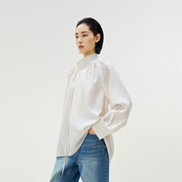 LESS 春季5A桑蚕丝衬衫女重工立领设计感法式长袖衬衣2P1212900