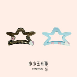 新款少女心抓夹五角星镂空鲨鱼夹kitty蝴蝶结发抓后脑勺盘发发饰