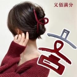 义佰满分 亚克力发饰 复古高级感红色亮面大号抓夹百搭盘发夹