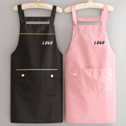 曼达萌 环保围裙家用厨房工作服女定制LOGO印字防水防油2023新款做饭围腰