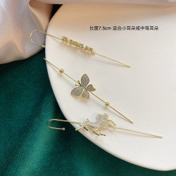 铜合金合成锆石耳饰 满钻少女小众设计师耳环H333