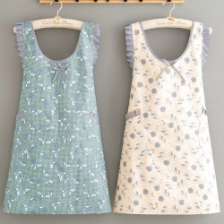 宣怡 洋气新款家用围裙耐脏耐磨防污工作服成人服务员上班围腰可外穿