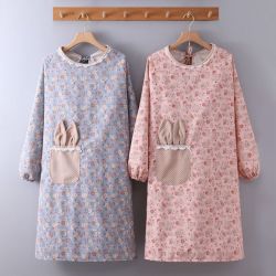 长袖围裙罩衣女外穿成人厨房做饭网红新款工作服耐脏可爱纯棉围腰