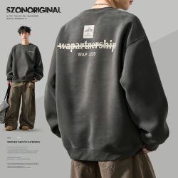 圆领卫衣男美式高街字母hiphop情侣外套宽松休闲长袖套头上衣春秋