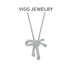 VIGG JEWELRY VIGG 坠链均925银合成锆石 蝴蝶结 轻奢简约项链耳环时尚百搭饰品