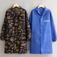 围裙长袖工作服大褂罩衣定制印字logo耐磨上班工厂翻领衣服男外套