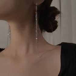 合金亚克力耳饰 甜酸流苏耳环女气质网红长款流苏耳坠耳钉耳饰