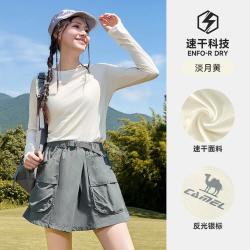 骆驼 运动t恤长袖女秋季户外长袖t恤羽毛球服跑步上衣女