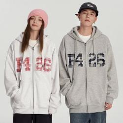 F426 秋冬男女同款大logo格子贴布绣卫衣款
