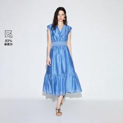 ONLY 2026秋季新款荷叶边长款光泽感无袖纯色连衣裙女