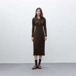 ONLY 2025秋季知性高智长袖翻领针织连衣裙女