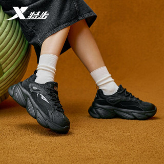 特步 蛋卷鞋女鞋秋季网面厚底增高百搭休闲鞋复古老爹鞋轻便运动鞋
