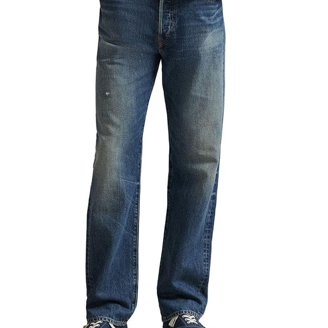 RALPH LAUREN Heritage 系列蓝色直筒做旧牛仔裤