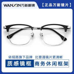 万新 哈气防伪标1.60多屏防蓝光镜片+多款轻奢钛架气质商务眼镜框（发镜片原包装）