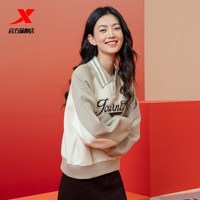特步 圆领卫衣女秋季新款官方休闲修身套头运动上衣女975128920389