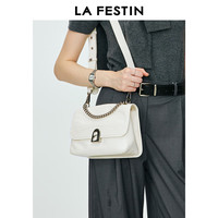 La Festin 包包女包2026新款牛皮通勤单肩斜挎包品牌腋下小方包生日礼物实用 清冷白