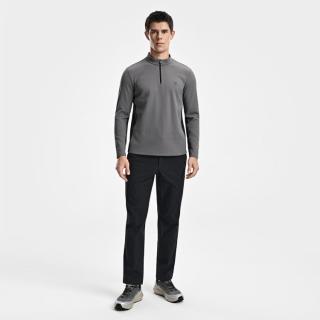 FILA 男装运动休闲T恤男士时尚简约健身半拉链基础针织长袖上衣