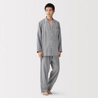 無印良品 MUJI 男式无侧缝双层纱织长袖睡衣家居服套装