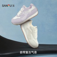三福 女运动鞋新款时尚休闲材料拼接圆头慢跑鞋软底女鞋852175