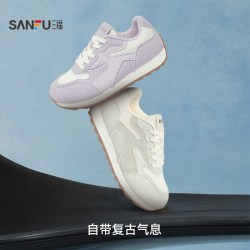三福 女运动鞋新款时尚休闲材料拼接圆头慢跑鞋软底女鞋852175
