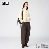 优衣库 打褶廓形长裤女装合作款休闲裤裤子491087 38 深褐色 64 /155/64A