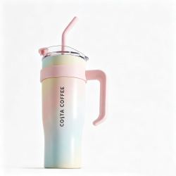 COSTA 咖世家 保温杯巨无霸大容量 男女吸管冰霸学生水杯不锈钢 彩虹杯 1.25L