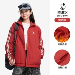 骆驼 校园系列男女款梭织加绒外套秋冬日常通勤条纹休闲防泼水上衣