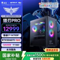 雷神 黑武士·猎刃Pro高端游戏电竞台式电脑主机(i7-14700F 32G RTX5060Ti 16G显存 1T)三角洲 国家补贴