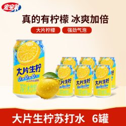宏宝莱 一大片生柠檬苏打气泡水0糖0脂0卡清爽解腻碳酸饮料12罐/箱