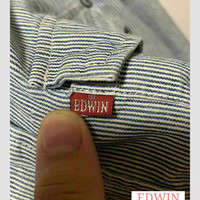 EDWIN 全部,专柜全新正品 男女中性细条纹衬衫,都有吊牌, 现在两折不到的价格。衬衫带水洗做旧效果。