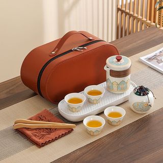 MOZHOU/茉舟 玉白茶韵一壶三杯+黑包 陶瓷快客杯