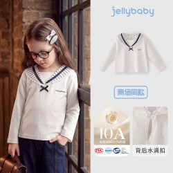 jellybaby 女童长袖儿童翻领t恤2026新款海军风5宝宝秋装小童上衣
