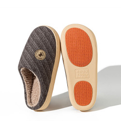 温诗欧 韩系条纹毛绒保暖棉拖