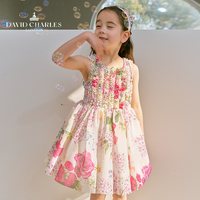移动端：大卫查尔斯 DAVIDCHARLES大卫查尔斯女童印花网纱连衣裙春夏新款