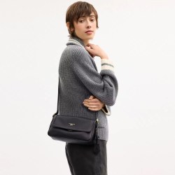 COACH 官方奥莱款 Etta女士中号皮革单肩手提包翻盖包CFK02