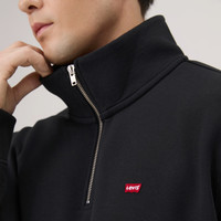 PLUS会员：Levi's 26年春夏新款男士美式潮牌通勤休闲加绒立领LOGO卫衣 黑色 L