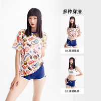 B.Duck 小黄鸭女士长袖连体泳衣 5012蓝色 M