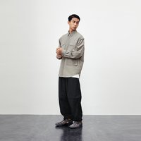 太平鸟 泡泡纱拼接工装长袖衬衫B2CHE1346