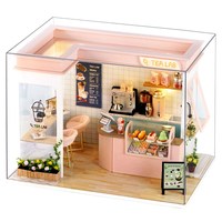 智趣屋 diy小屋奶茶轻食 微笑轻食馆+防尘罩+4+模