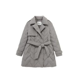 MESUX 轻暖宽松羽绒服中长款附腰带风衣羽绒服女MMWUL508