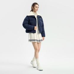 FILA 女装网球运动羽绒服女士时尚翻领简约宽松假两件羽绒服